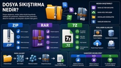 Dosya Sıkıştırma Nedir? ZIP, RAR ve 7Z Dosya Formatları Nasıl Çalışır?