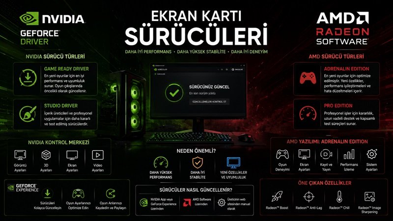 Ekran Kartı Sürücülerini (Driver) Güncellemek: Neden Önemli, Nasıl Yapılır ve Temiz Kurulum Rehberi